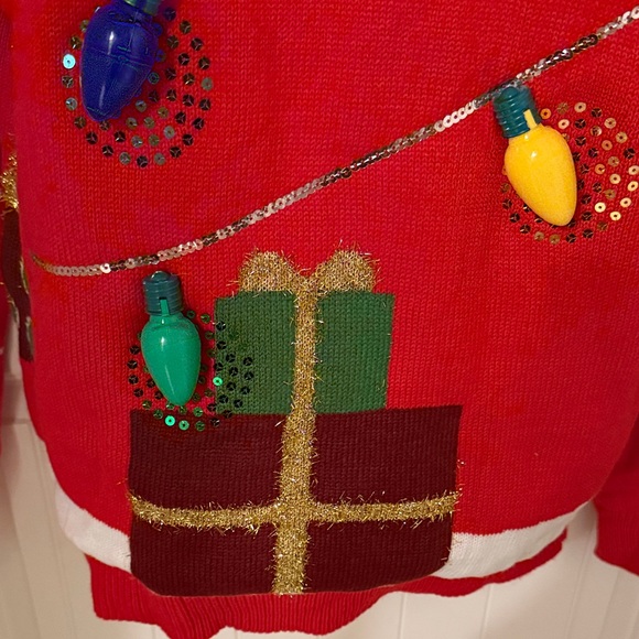 NWOT Holiday Red Sweater with Festive Lights - Picture 5 of 6